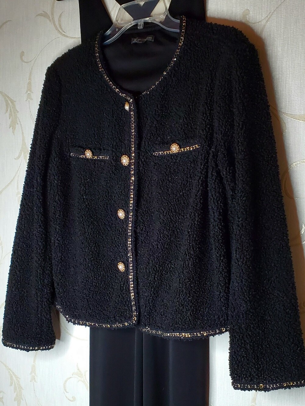 Adrianna Papell Classic Black & Gold Jacket Large